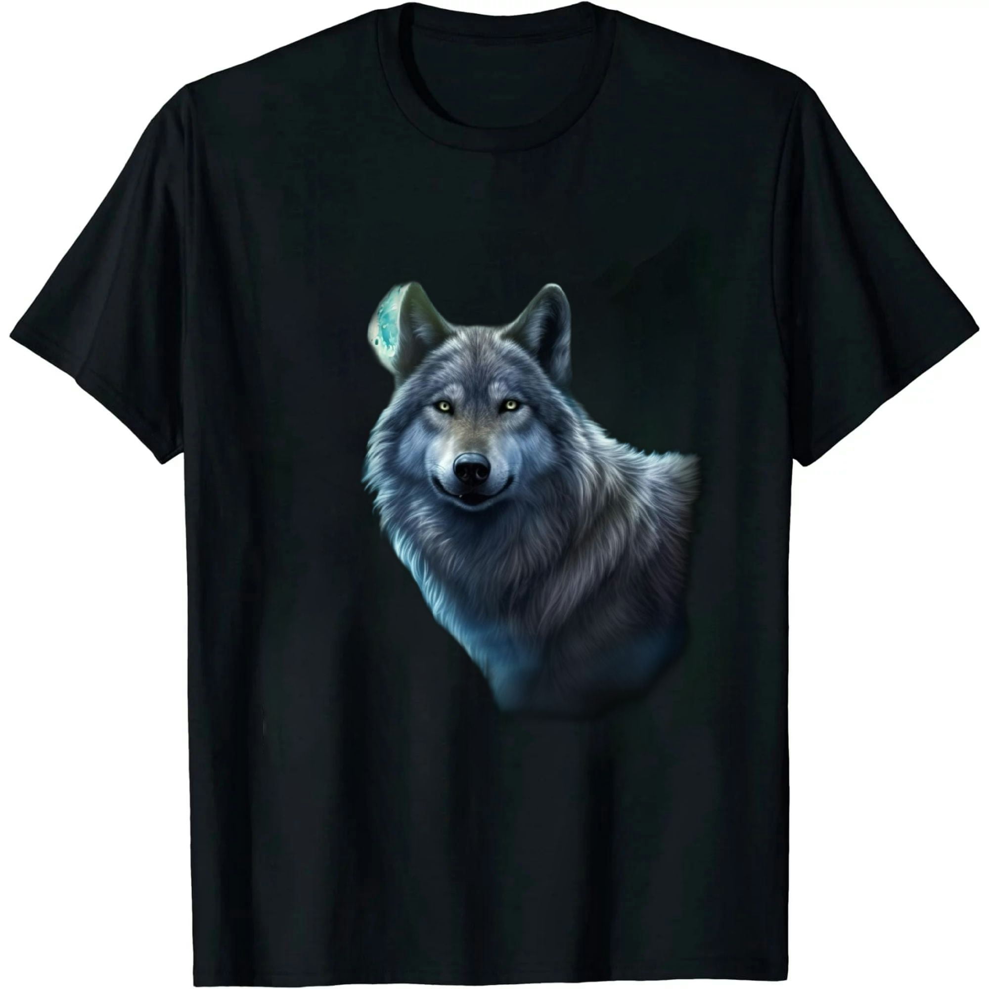 T-Shirt Three Wolves Howling Under Icy Full Moon, Gray Wolf T-Shirt Three Wolves Howling Under Icy Full Moon, Gray Wolf