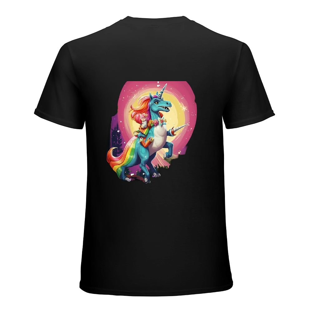 MAYZERO Black T shirt Unicorn Riding T rex Dinosaur Boys Girls Men ...