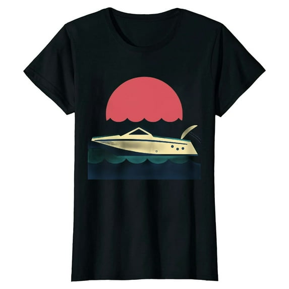 MAYZERO Black T shirt Vintage Retro I Love Motor Boating Funny Boater T-Shirt 1790