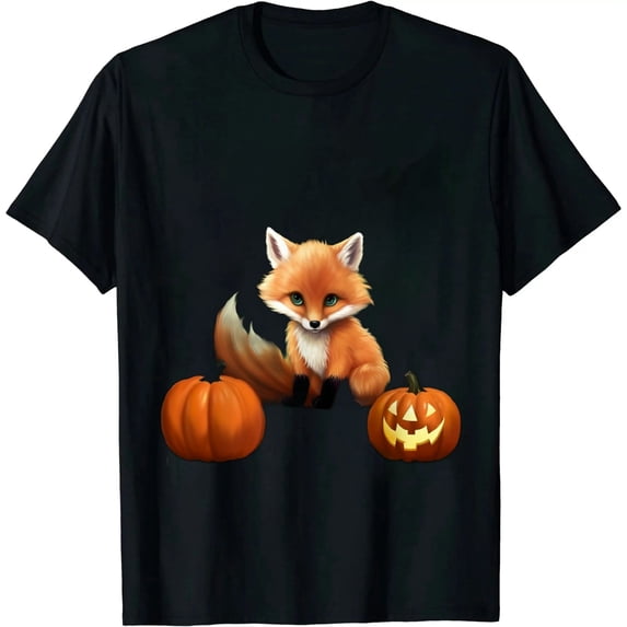 MAYZERO Black T shirtPumpkin Dreams Cute Autumn Fox Fall Thanksgiving T-Shirt 0367