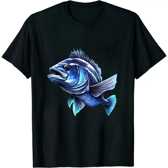 MAYZERO Black T shirtQCIV Bass T Shirts for Men Fish 3D Printed Blue Fishing Large Mouth Fish Hook Shirt 1953