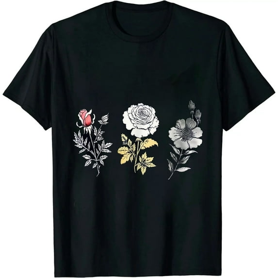 MAYZERO Black T shirtROSEPARK Women Cotton Graphic Printed Soft Tee Shirts 1848