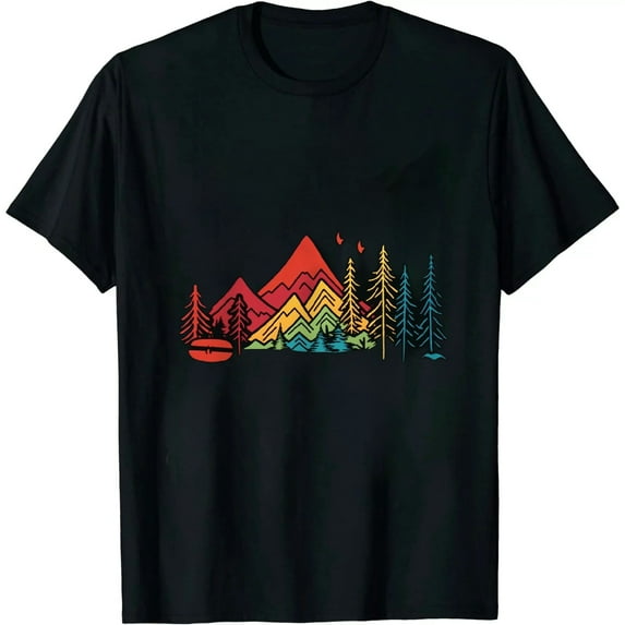 MAYZERO Black T shirtRetro Camping Outdoor Heartbeat Nature Camper Hiking T-Shirt 1034