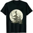thumbnail image 1 of MAYZERO Black T shirtRetro Full Moon & Minimalist Pine Tree Vintage Graphic T-Shirt 1991, 1 of 3