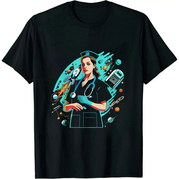MAYZERO Black T shirtThanksgiving Nurse Stethoscope Autumn Fall Scrub Top Women T-Shirt 0619