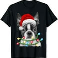 thumbnail image 1 of MAYZERO Fashion T shirt Boston Terrier Santa Christmas Tree Lights Xmas Boys Men Dog T-Shirt, 1 of 3