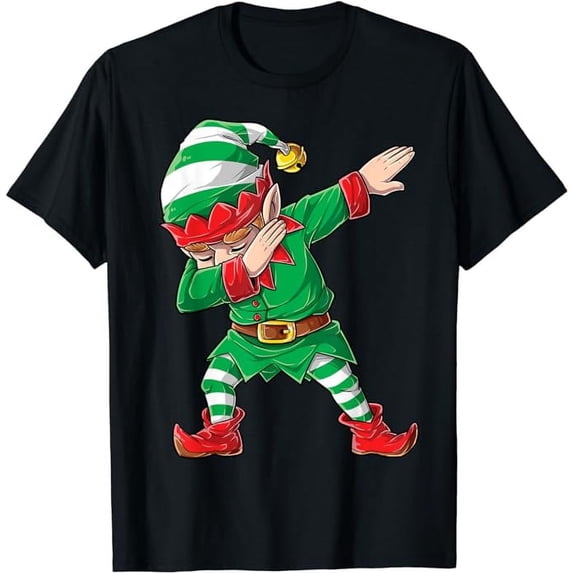 MAYZERO Fashion T shirt Christmas Dabbing Elf Squad Boys Men Xmas Family Matching Short Sleeve T-Shirt