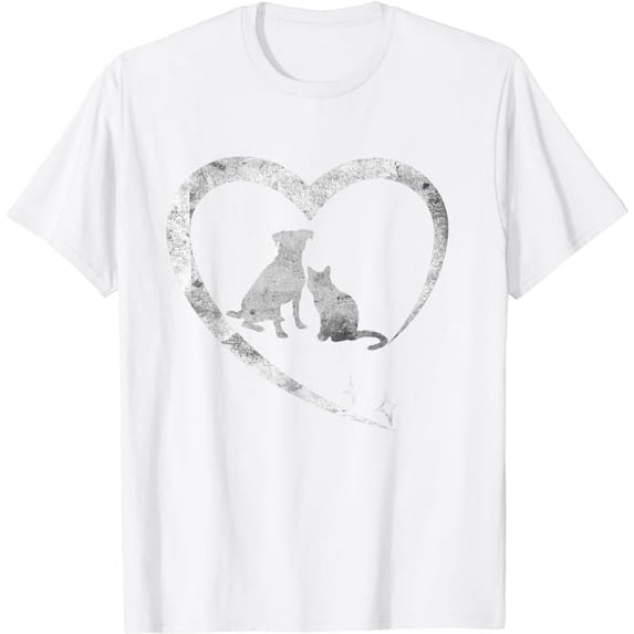 MAYZERO Fashion T shirt Dog Puppy and Baby Cat Heart - Animal Dog & Cat Heart T-Shirt