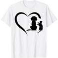 thumbnail image 1 of MAYZERO Fashion T shirt Dog Puppy and Baby Cat Heart - Cute Animal Dog & Cat Heart T-Shirt, 1 of 3