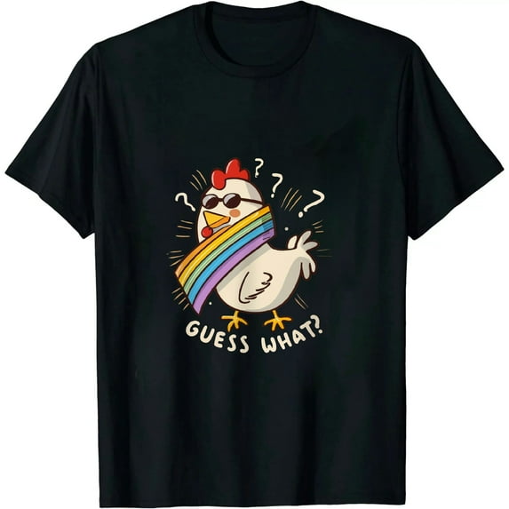 MAYZERO Fashion T shirt Funny Vintage Guess What Chicken Butt! Farm Chicken Butt T-Shirt 0469