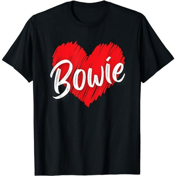 MAYZERO Fashion T shirt I Love Bowie Heart Funny Bowie T-Shirt