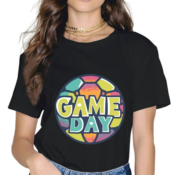 MAYZERO GAME DAY Soccer Printed Casual Crew Neck T-Shirt Summer Top