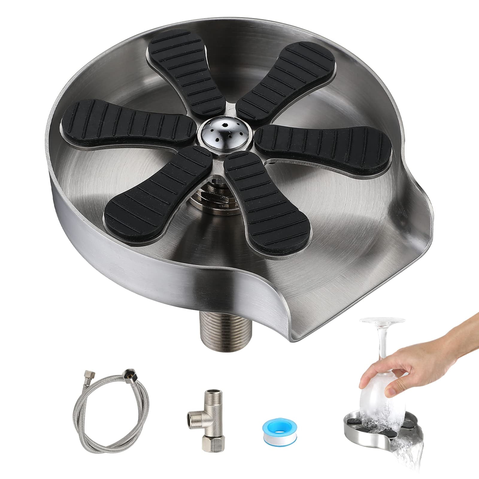 MAYZERO Metal Kitchen Sink Glass Rinser,Faucet Glass Rinser for Kitchen Sinks,Bottle Washer