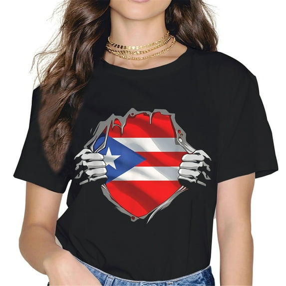 MAYZERO PUERTO RICO Flag pattern Short Sleeved Top