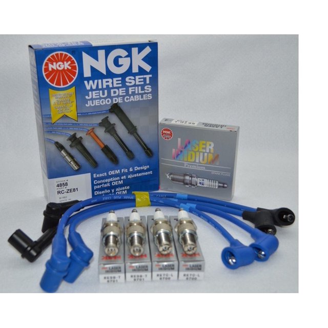 NGK Ignition Wire Set ZE81 + (4) Iridium Spark Plugs RE7CL/RE9BT For Mazda RX-8 R2 1.3L
