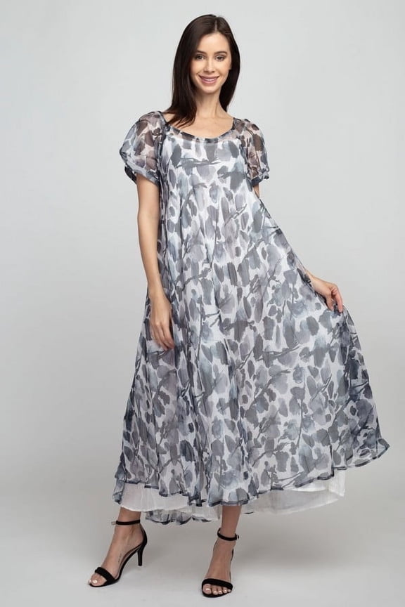 MAZEL Bubble Sleeve Dress with Sleeveless Under dress