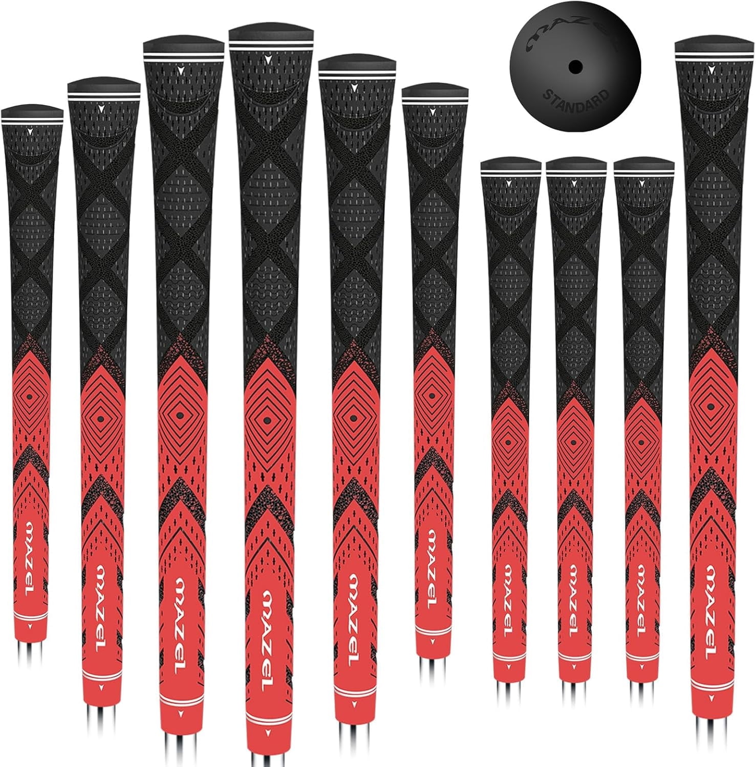 MAZEL Cord Rubber Golf Grips for Men - 10 Pack,All Weather Control Golf Club Grips Standard/Midsize,High Feedback & Traction