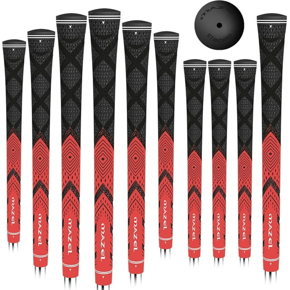 MAZEL Cord Rubber Golf Grips for Men - 10 Pack,All Weather Control Golf Club Grips Standard/Midsize,High Feedback & Traction