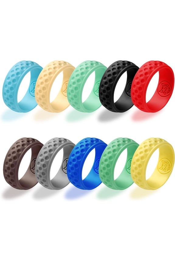 MAZEL Golf Ball Surface Design Breathable Silicone Ring for Golf Men & Women,Pack of 10