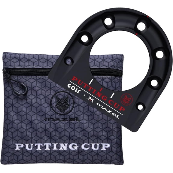 MAZEL Golf Putting Cup Hole Accuracy Trainer - Anodized Milled Aluminum Alloy Putting Training Aid for Indoor Outdoor Practice, with Carry Bag