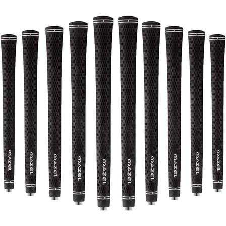 MAZEL Rubber Golf Grips Set of 10 - Midsize/ Standard Non-Slip Performance All-Weather Golf Club Grips for Driver,Chipper,Iron,Hybrid