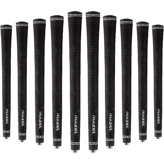 MAZEL Rubber Golf Grips Set of 10 - Midsize/ Standard Non-Slip Performance All-Weather Golf Club Grips for Driver,Chipper,Iron,Hybrid