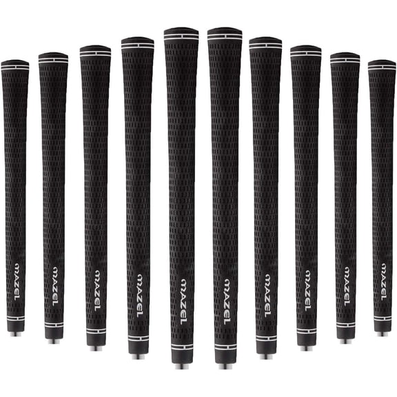MAZEL Rubber Golf Grips Set of 10 - Midsize/ Standard Non-Slip Performance All-Weather Golf Club Grips for Driver,Chipper,Iron,Hybrid