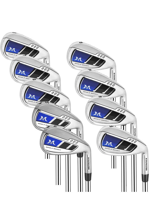 Mazel Single Length Golf Irons Right-Handed Stiff Flex Stainless Steel Set