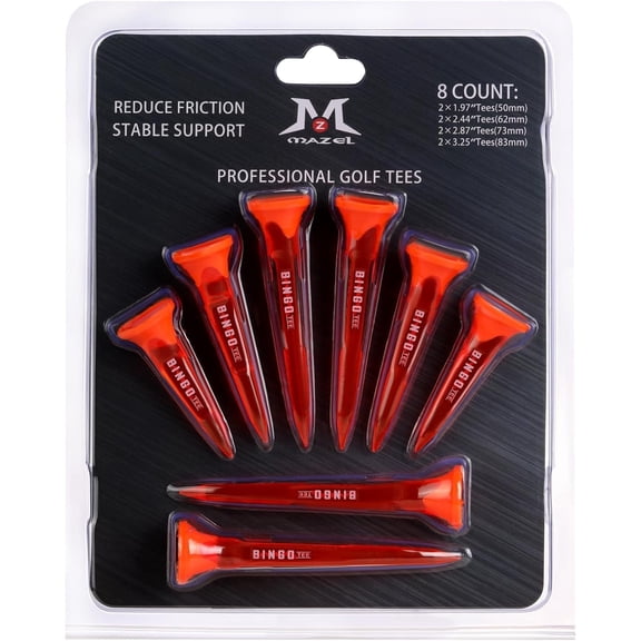 MAZEL Transparent Plastic Golf Tees 8 Pack,Enhanced Durability & Stability Plastic Tees with 5 Prongs,Minimize Friction and Side Spin