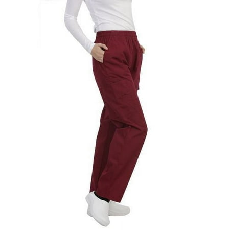 MAZEL UNIFORMS UNISEX ELASTIC WAIST SCRUB PANTS WITH CARGO POCKETS- REGULAR + PETITE + TALL