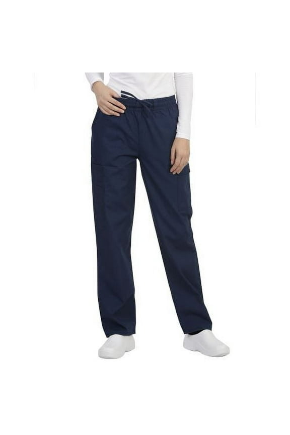 UNISEX ELASTIC WAIST SCRUB PANTS WITH CARGO POCKETS- REGULAR + PETITE + TALL