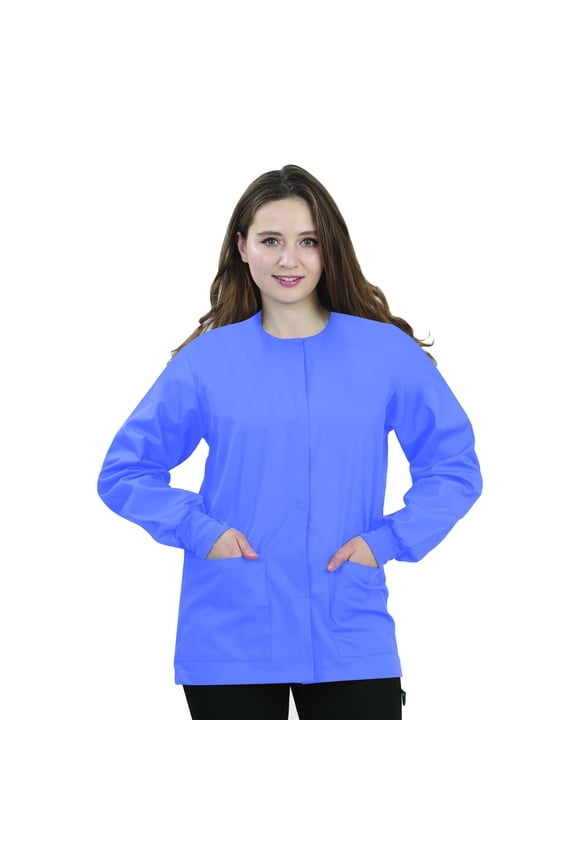 WOMENS SCRUB JACKET WITH KNIT SLEEVES
