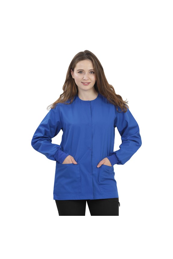 WOMENS SCRUB JACKET WITH KNIT SLEEVES
