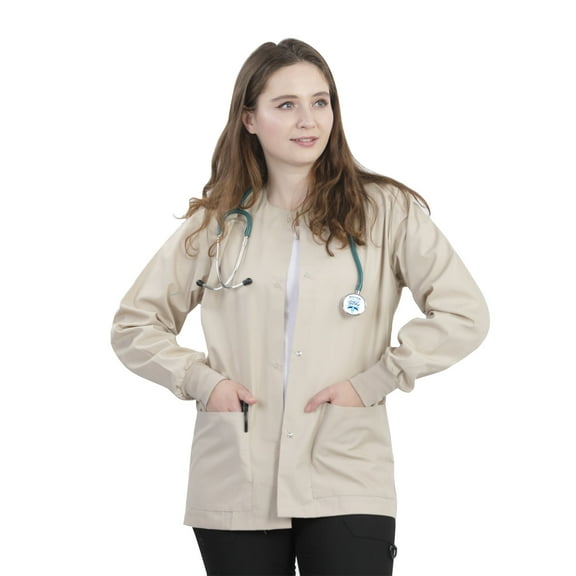 MAZEL UNIFORMS WOMENS SCRUB JACKET WITH KNIT SLEEVES