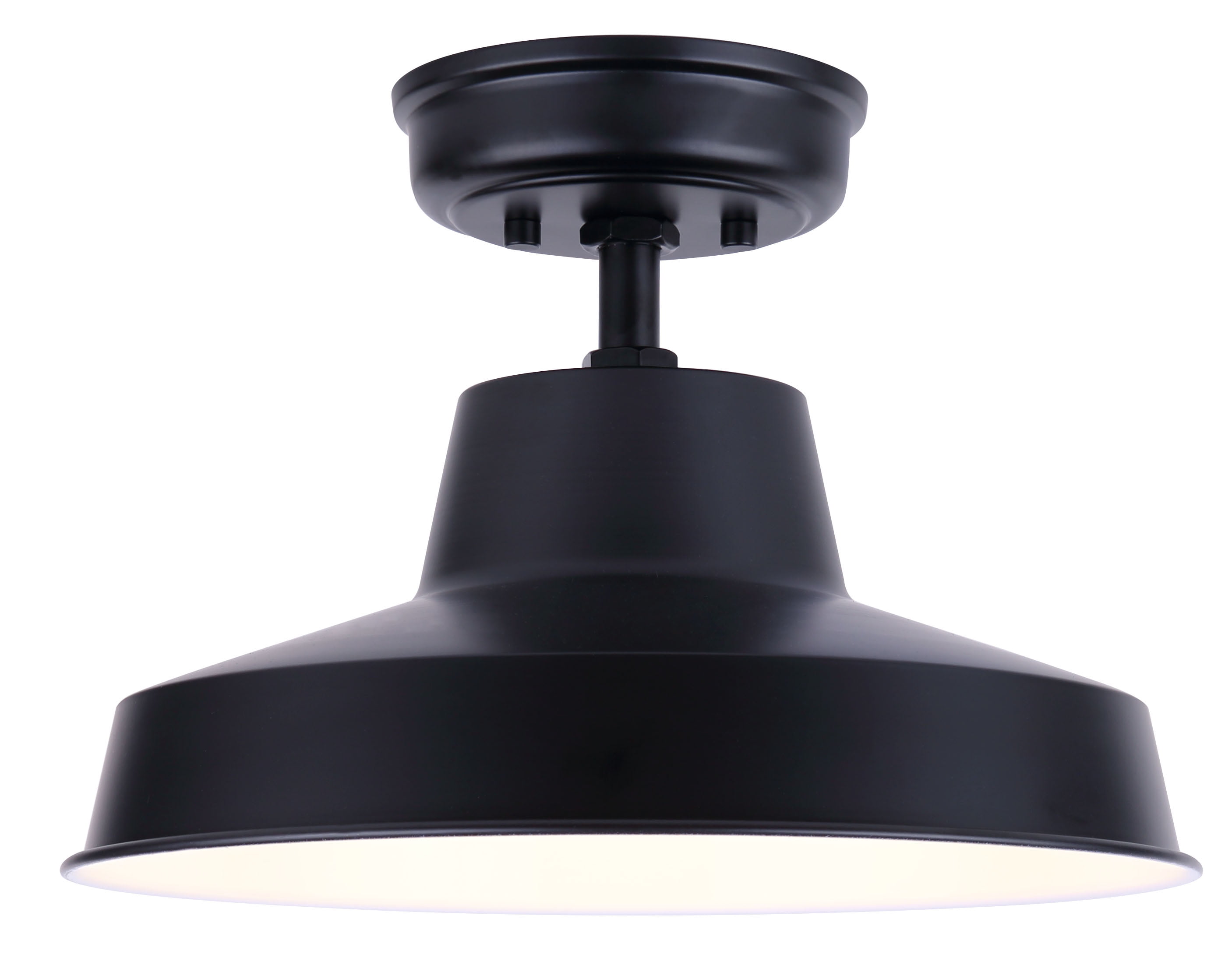 Matte Black Minimalist Semi-Flush Ceiling Light with Crystal Embellishment