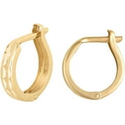 MAZZERI 14K Gold Huggie Hoop Earrings - Classic Small Diamond Cut Hinged Huggies For Women and Men