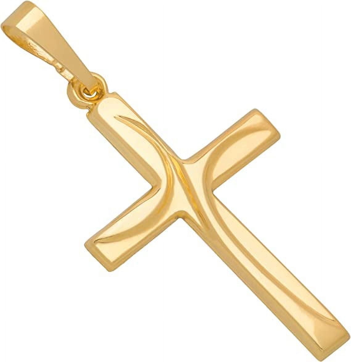 MAZZERI 14k Gold Cross Pendant, Hypoallergenic Gold Religious Charms for Women and Men, Handcrafted in the USA