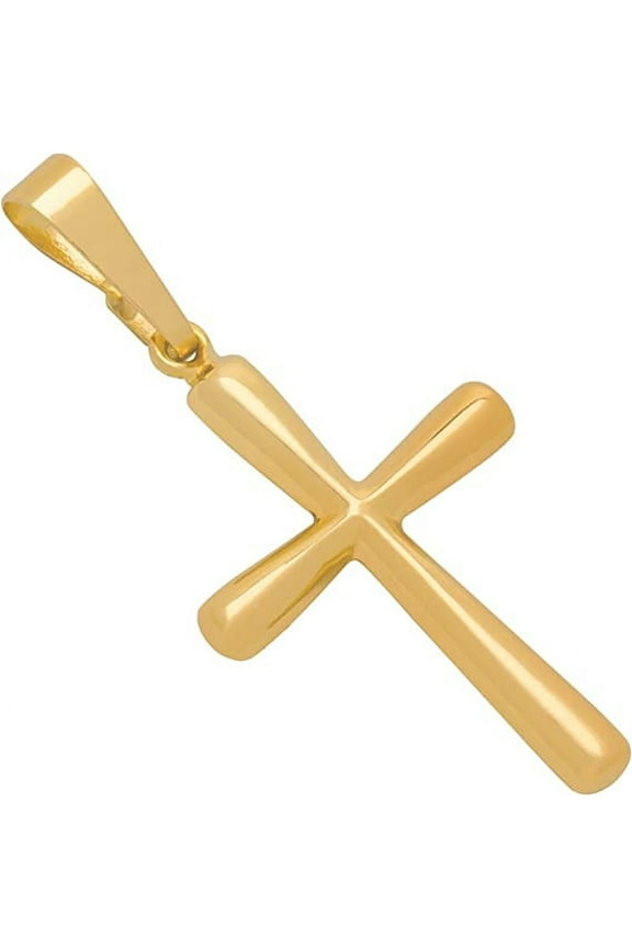 14k Gold Cross Pendant for Women and Men, Hypoallergenic - Classic Fleared Design, Handcrafted in the USA