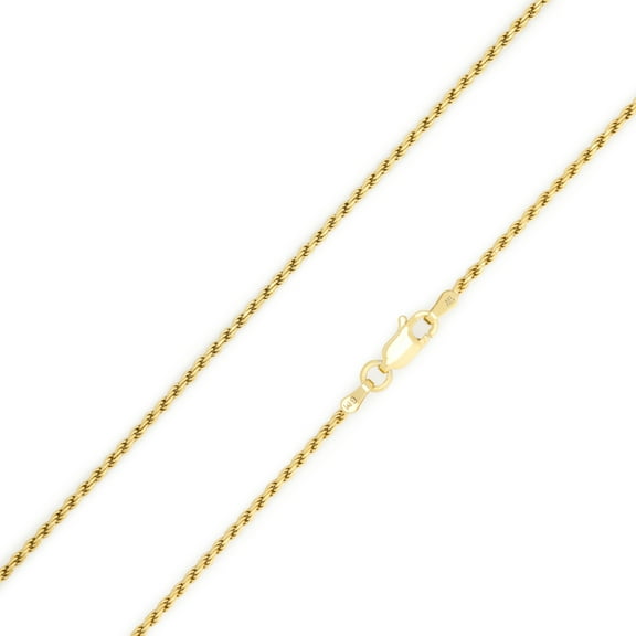 MAZZERI Solid Gold Plated Sterling Silver Italian 1.3mm & 1.6mm Diamond-Cut Braided Rope Chain Necklace for Men Women, 925 Sterling Silver Made in Italy (2.8mm, 20.0 Inches)