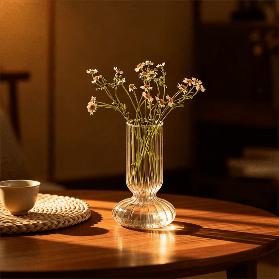 MArt Glass Bulb Vase Tall Clear Cylinder Planter for Indoor and Floral Displays