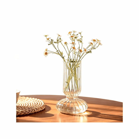 MArt Glass Bulb Vase Tall Clear Cylinder Planter for Indoor and Floral Displays