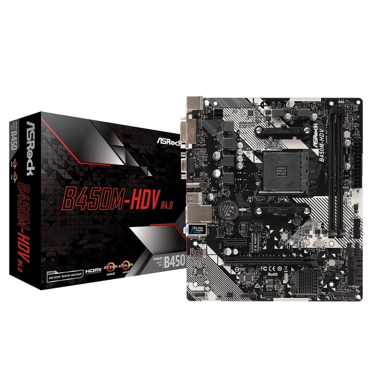 ASRock B450M-HDV R4.0 AM4 AMD Promontory B450 SATA 6Gb/s Micro ATX