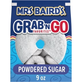 Mrs Baird's Grab N' Go Powdered Sugar Donuts, 9 oz, Mini Donuts, Bag