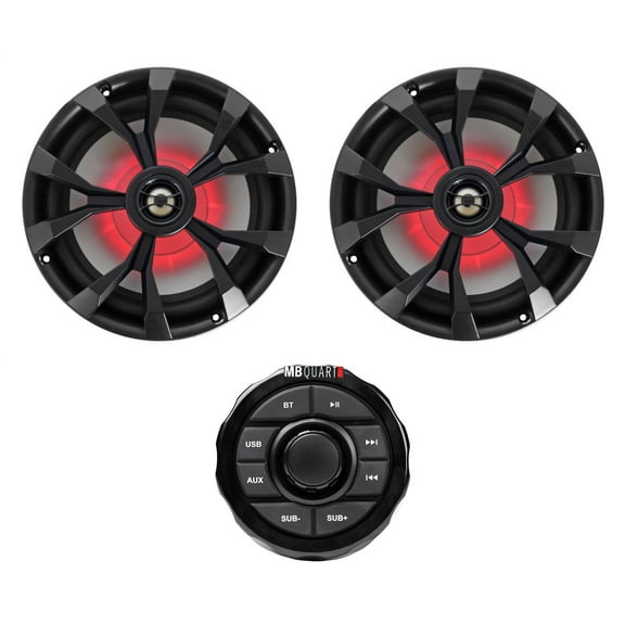 MB QUART GMR-1.5B Marine Receiver w/Bluetooth/USB/Aux+(2) Rockville 8" Speakers