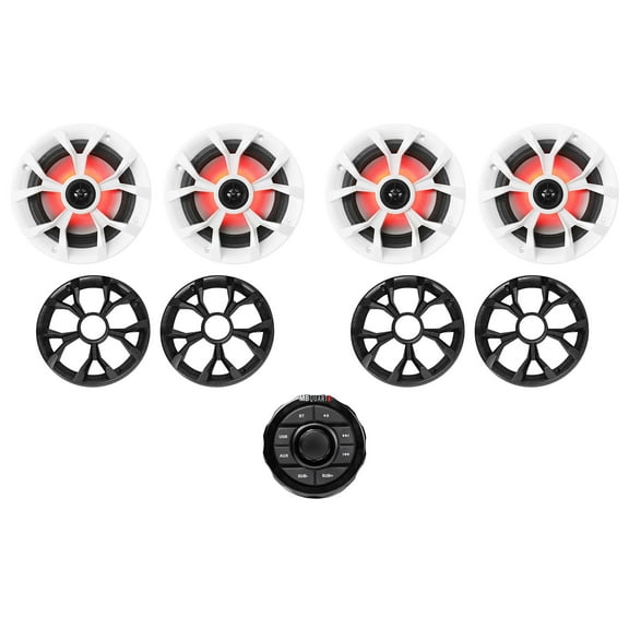 MB QUART GMR-1.5B Marine Receiver w/Bluetooth/USB/Aux+4) Rockville 6.5" Speakers