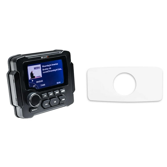MB QUART GMR-LED Waterproof Radio with SEADASH3W Universal Marine 3" Radio Dash Kit-White