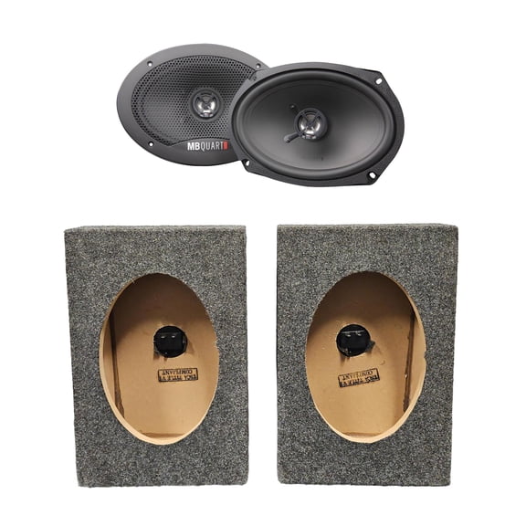 MB Quart Discus 2-Way 6 x 9 Inch Coaxial Speakers with QPower Vertical Speaker Enclosures