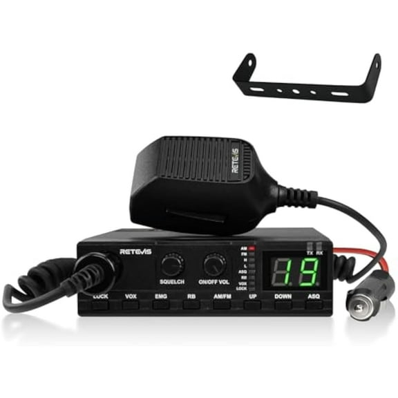 MB2 CB Radio,AM/FM CB Mobile Radio Bundle with Coaxial Cable, 40 Channel Base Station, Noise Reduction, RF Gain, 7 Colors LCD Display, Long Range CB Radio Kit for Truckers