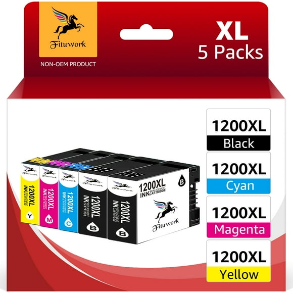 MB2720 ink cartridges PGI 1200XL Ink Cartridge Replacement for Canon PGI-1200XL PGI-1200 XL Compatible with MB2720 MB2320 MB2120 MB2350 MB2050 MB2020 Printer (2 Black, Cyan, Magenta, Yellow, 5-Pack)