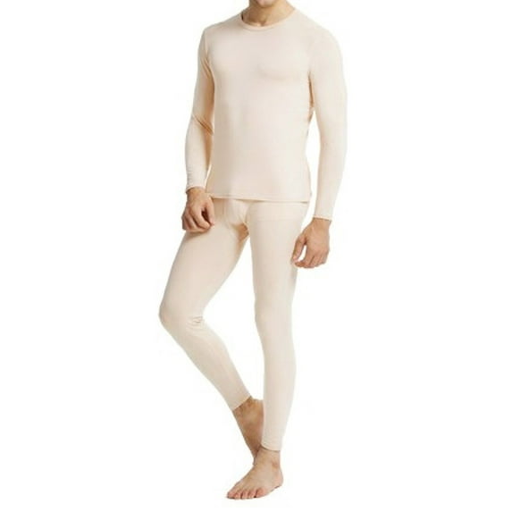 MB55 Mens Thermal Heavy Duty Warm Cotton Long Johns 2 Piece Set (XL 42-44, Neutral)